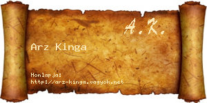 Arz Kinga névjegykártya